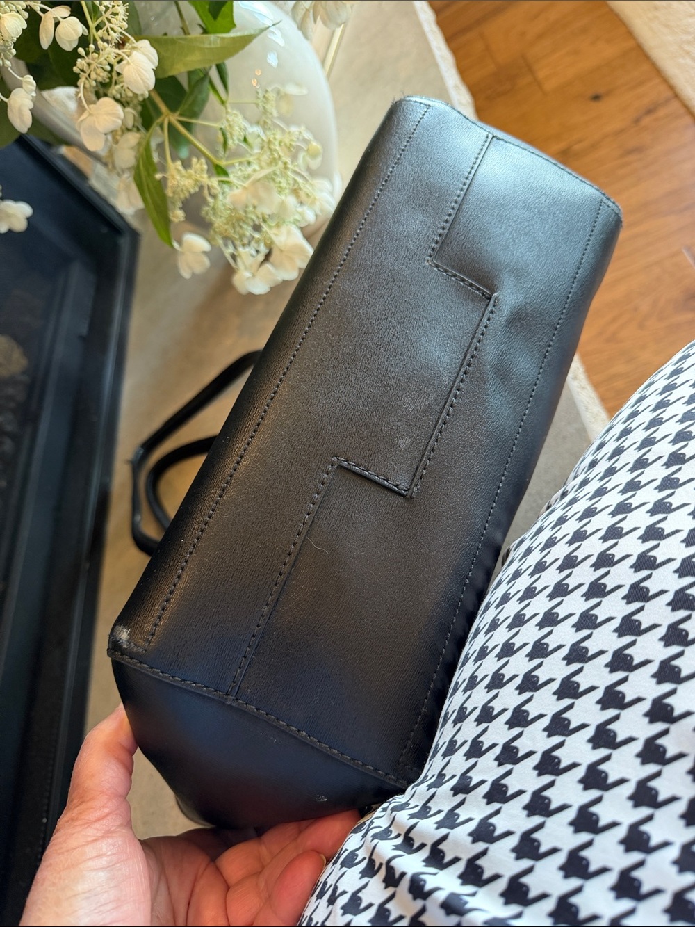 Tory Burch Black Leather Tote with tan Interior Trim - Picture 3 of 12